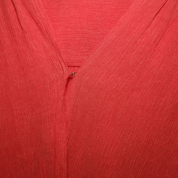 FP Faux-wrap Long Sleeve Top Flame Orange M Boho style blouse - Picture 5 of 9